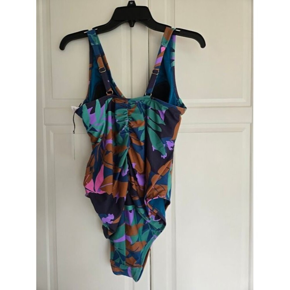 Shade & Shore Floral Shirred One Piece Swimsuit - Womens size 16 - NEW - Picture 4 of 4